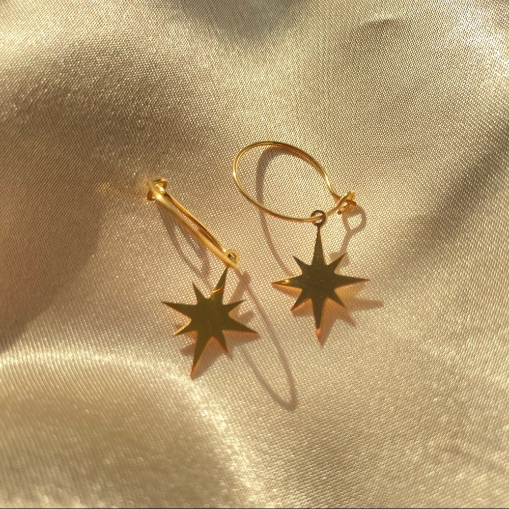 18K Goldplated Charm Hoops Earrings - Picture 3 of 14